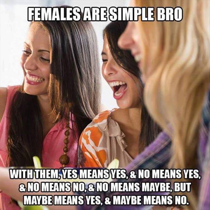 Maybe meant to be. Simple бро. Yes means Yes. Female no means Yes. Мем female memes.